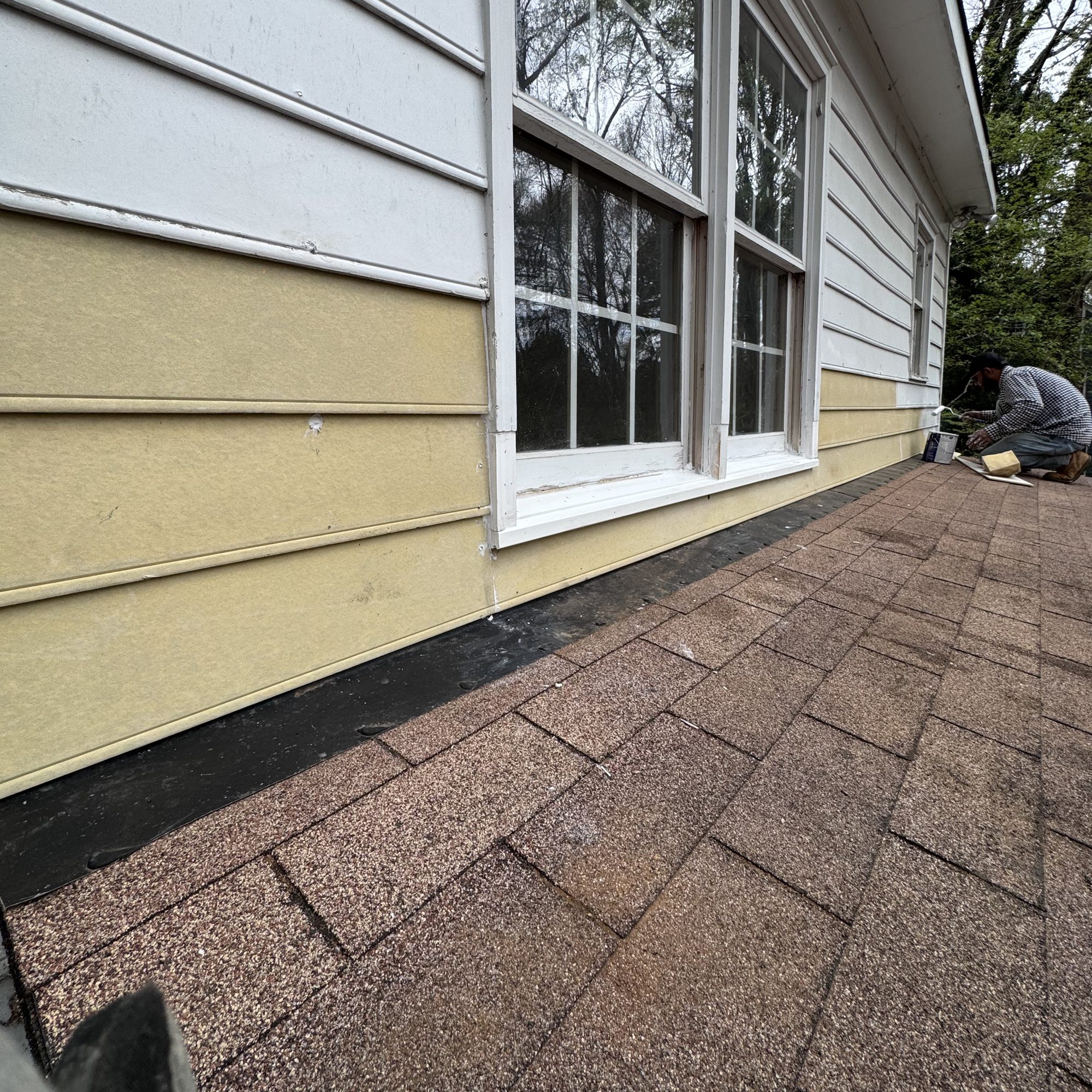Omni Home crew member painting siding and trim