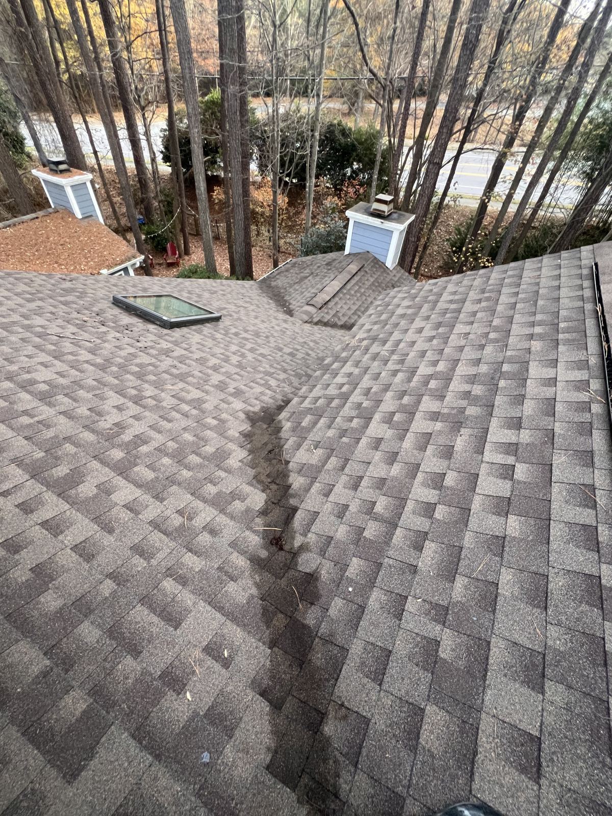 Roof and gutters after debris clearing by Omni Home