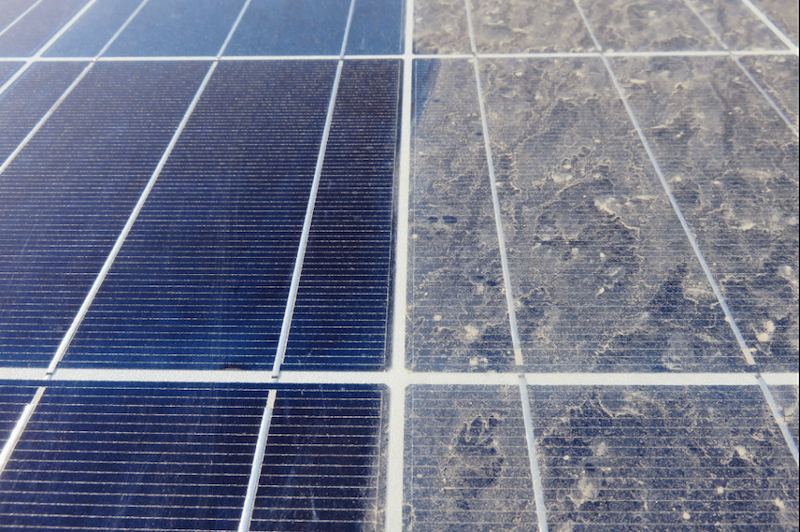 Solar panels before and after cleaning by Omni Home
